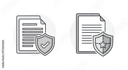 Documents with security shields icons representing data protection confidentiality and privacy vector