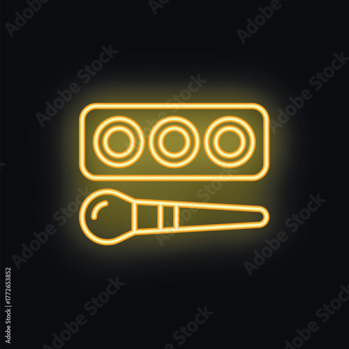 Neon sign showing a makeup brush applying an eyeshadow palette