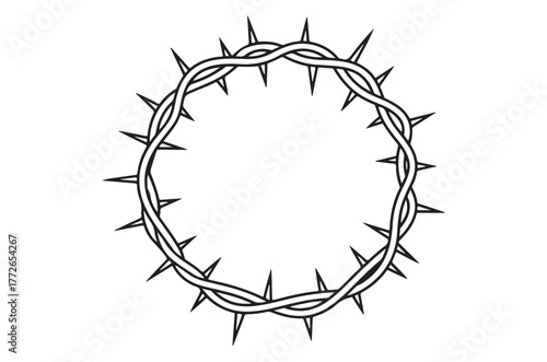 Crown of thorns religious vector symbol, Circle of thorns icon