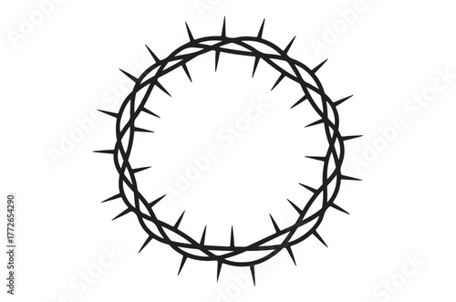 Crown of thorns religious vector symbol, Circle of thorns icon