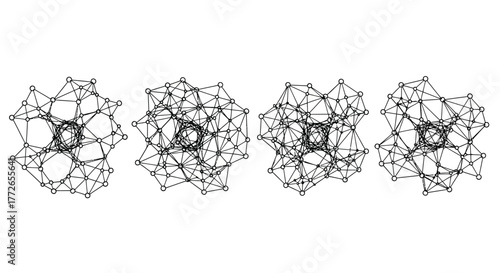 Abstract geometric network structures forming complex organic clusters vector