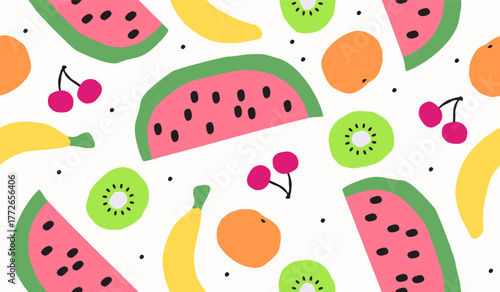 Cute mix fruits pattern background vector design