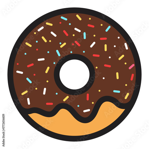 Donut with brown glaze icon isolated on white background