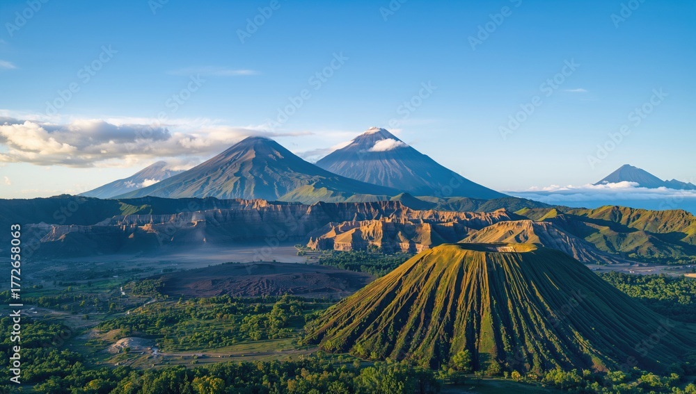 Fototapeta premium Beautiful volcanic landscapes in Guatemala, showcasing erosion risk