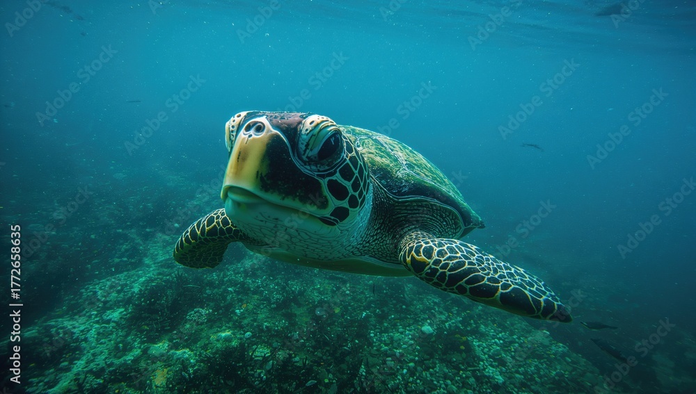 Fototapeta premium Close-up of a turtle underwater