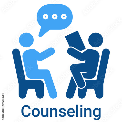Counseling Icon in Duotone Solid Style. Group therapy, support, and consultation symbol. Psychological help.