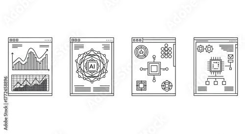 Abstract technical diagrams and schematics showcasing data science and engineering concepts vector