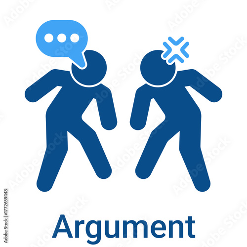 Argument Icon in Duotone Solid Style. People fighting, conflict, and misunderstanding symbol. Disagreement.