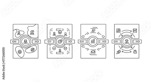 Diagrams and schematics of mechanical components and systems for technical documentation vector