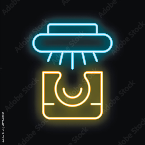 Glowing neon sign representing a food sterilizer, emphasizing the importance of food safety and hygiene practices