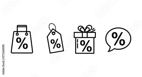 Hand drawn percentage icons set for sales discounts and shopping offers vector