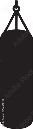 Silhouette of a hanging punching bag for boxing training