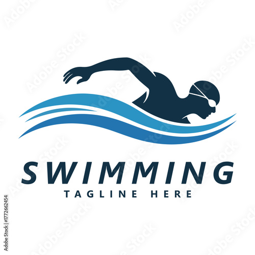 Swimming Logo Design vector Template