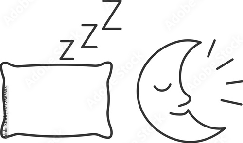 Sleep line art icon, vector illustration on a transparent background