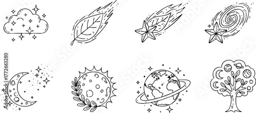 Celestial Sketches A Collection of HandDrawn Cosmic Elements.