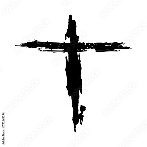 Black blotted cross. Vector illustrationPrint