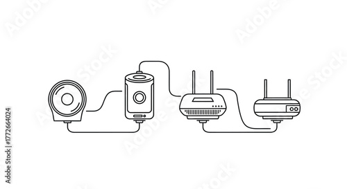 Electrical circuit diagram showing power adapter battery charger and plug components hand drawn sketch style vector