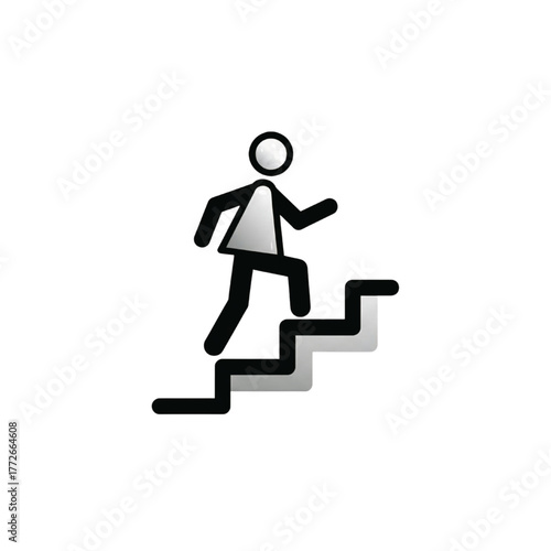 Person Climbing Stairs Icon – Progress Success Growth Motivation Symbol