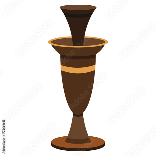 Ornate brown candlestick with decorative bands