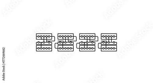 Modern electrical connector terminal blocks row of multiple components for wiring solutions vector