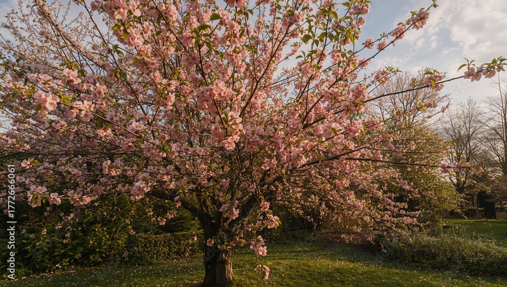 Naklejka premium Peach tree blossoms in full bloom, symbolizing the arrival of spring