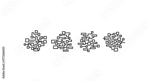 Abstract geometric patterns composed of rectangles and circles in clusters abstract design elements vector