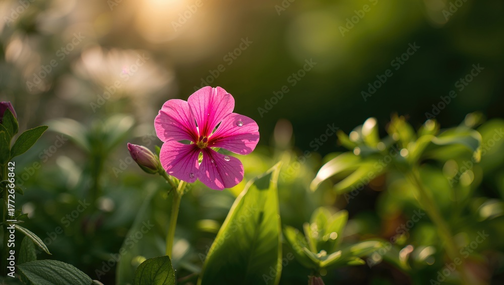 Fototapeta premium Vibrant pink Phlox blooms in a lush garden setting, enhancing summer landscapes