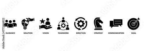 Leadership concept vector illustration with icons