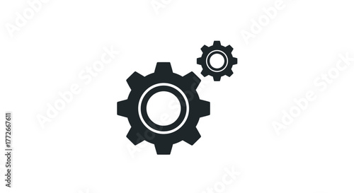Two interlocking gears symbolizing mechanical engineering precision and teamwork vector