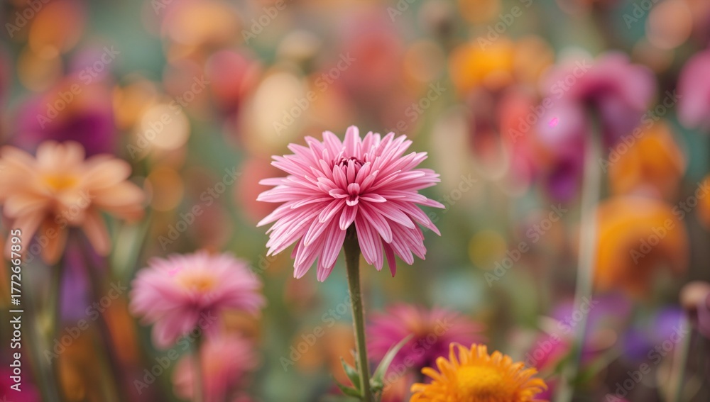 Obraz premium Floral motif with simple blossoms in a continuous layout. Retro 1960s hippie style.