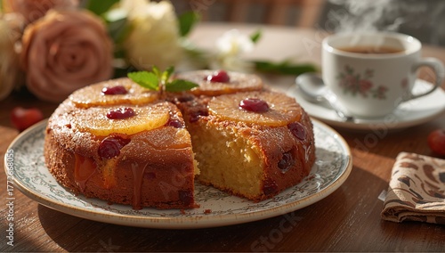 Wallpaper Mural Sliced tropical fruit cake presented on a dish Torontodigital.ca