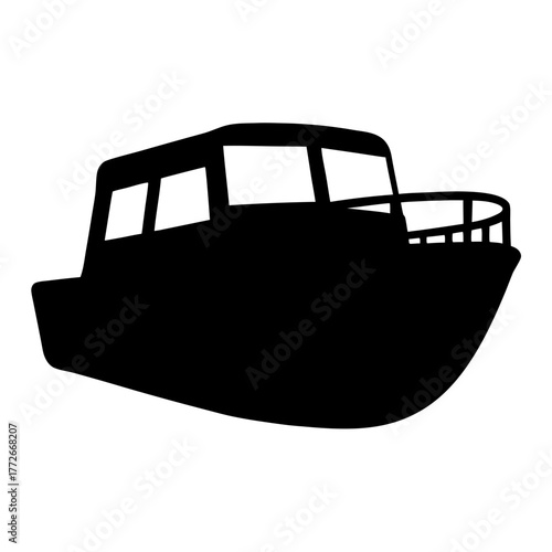 Silhouette of a stylish cabin cruiser boat on the open water