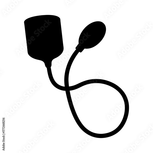 Silhouette of a sphygmomanometer with a cuff, bulb and connecting tubes
