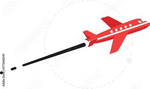 Red airplane flying in the sky, a symbol of travel and adventure