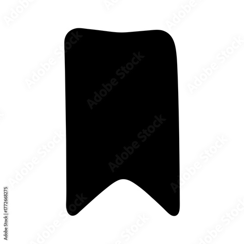 Silhouette of a stylized pennant shape with rounded corners on white