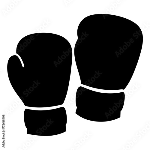 Bold silhouette of two boxing gloves representing sport and physical activity