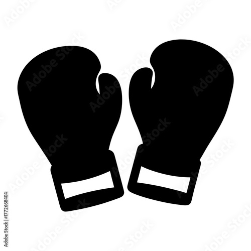 Two stylized black boxing gloves show a sense of strength and power