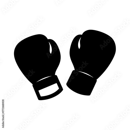 Silhouette Image of Black Boxing Gloves used for Fighting or Sparring