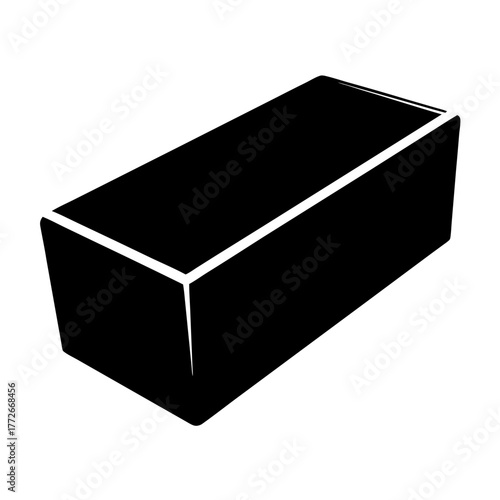 A simple black rectangular prism on a white background illustration image