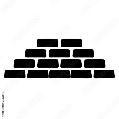 Black blocks arranged in a pyramid shape on a white background