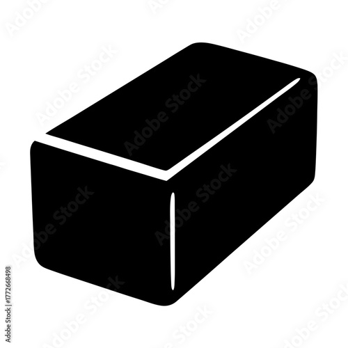 Black rectangular shape in three dimensional perspective with rounded corners illustration