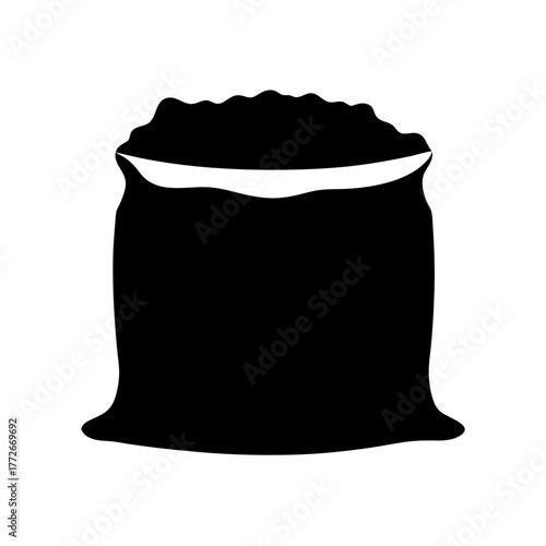 A large black bag overflowing with an unknown substance illustration design