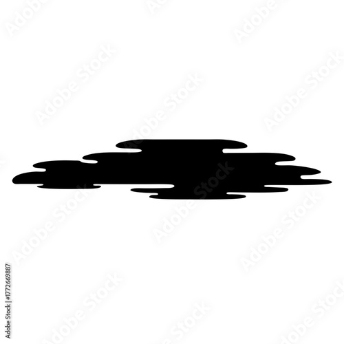 Abstract black ink blot with smooth wavy edges on a white background