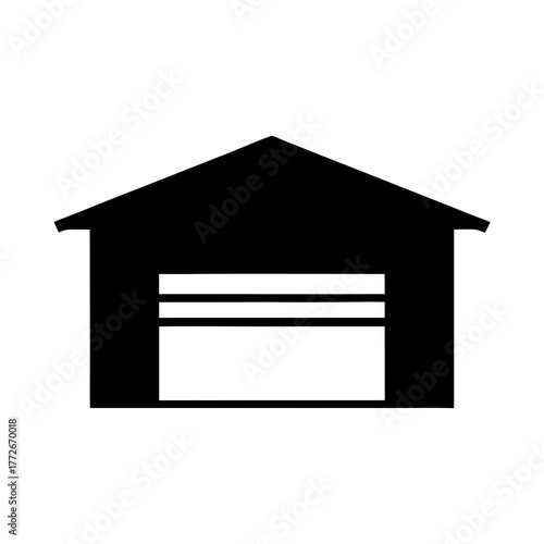 Icon of a garage with partially open door in silhouette style