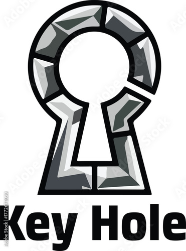 Key hole equipment elements vector illustration of a black and white icon on a white background,  icon, symbol, keyhole, silhouette, design, sign, illustration, key.
