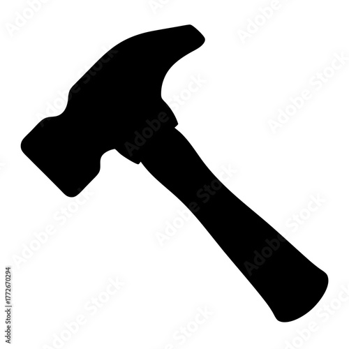 A silhouette of a claw hammer used in carpentry and construction work
