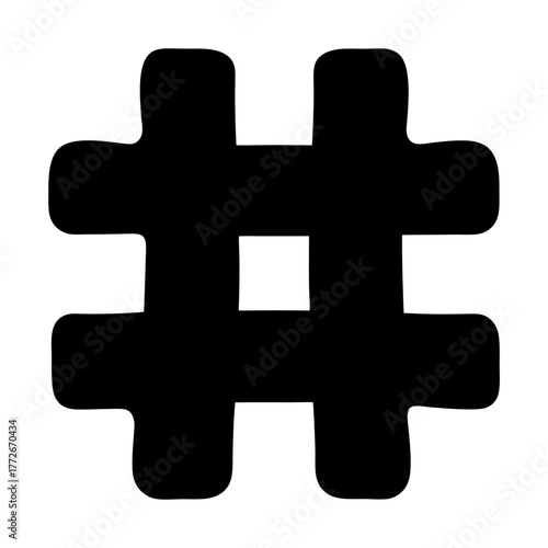 Stylized black and white hashtag or number sign with rounded edges