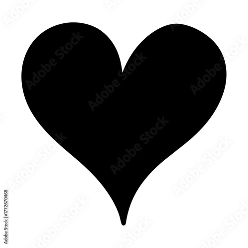 Bold black heart shape on a white background creating a strong image