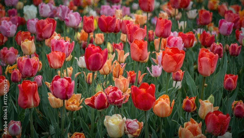 Obraz premium Flowers in a garden, vibrant colors and natural beauty, spring season