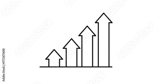 Hand drawn growing arrows symbolizing upward trend and progress vector